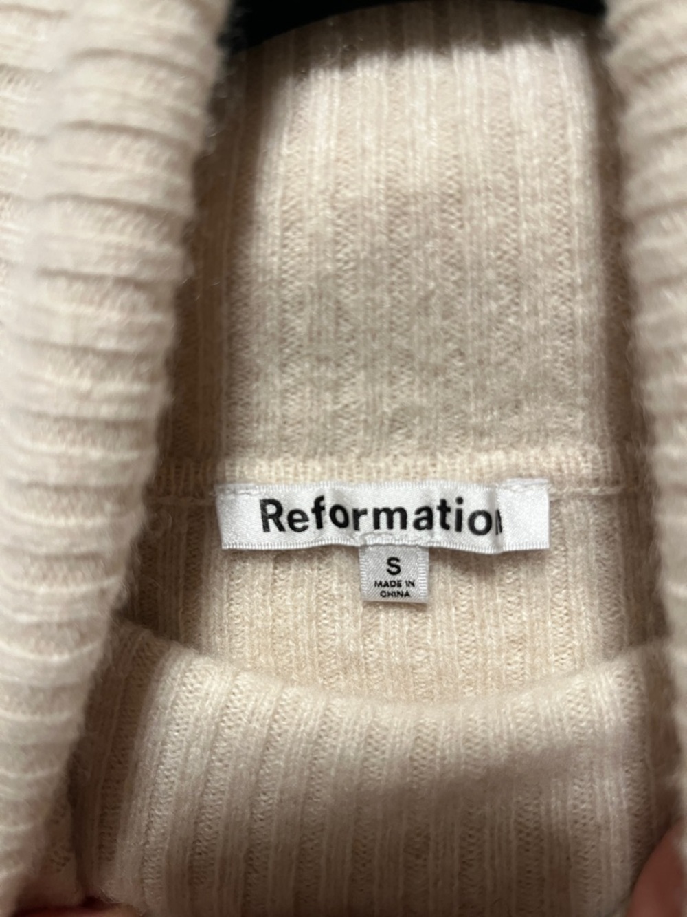 REFORMATION Luisa Cashmere Tan Ribbed Turtleneck Cropped Sweater, Size S - Picture 7 of 11